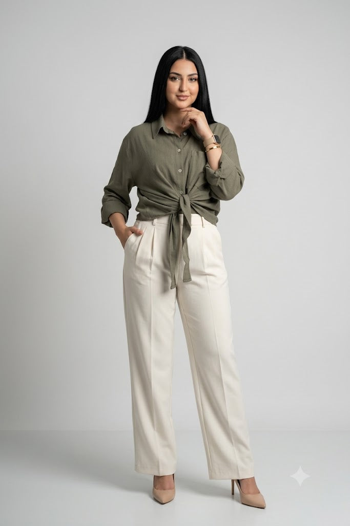 Luminea Capri Relaxed Shirt - Olive Grove