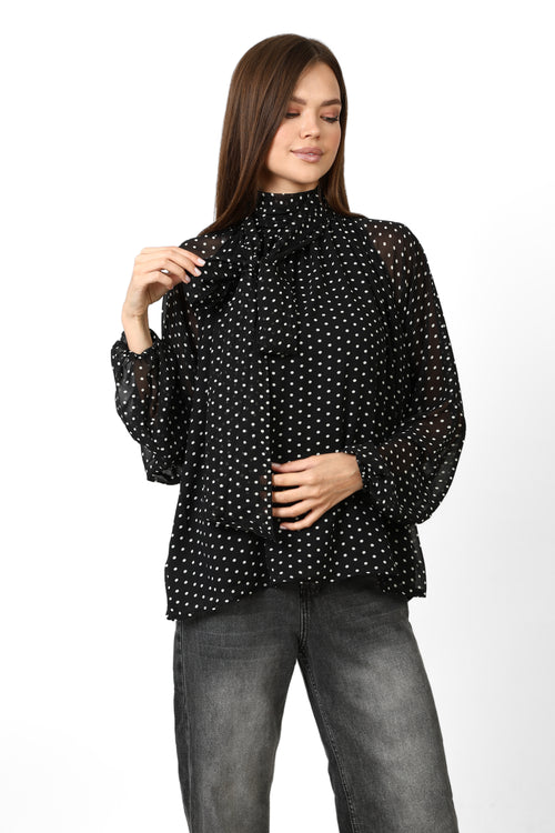 POLKA DOT BLOUSE WITH BOW