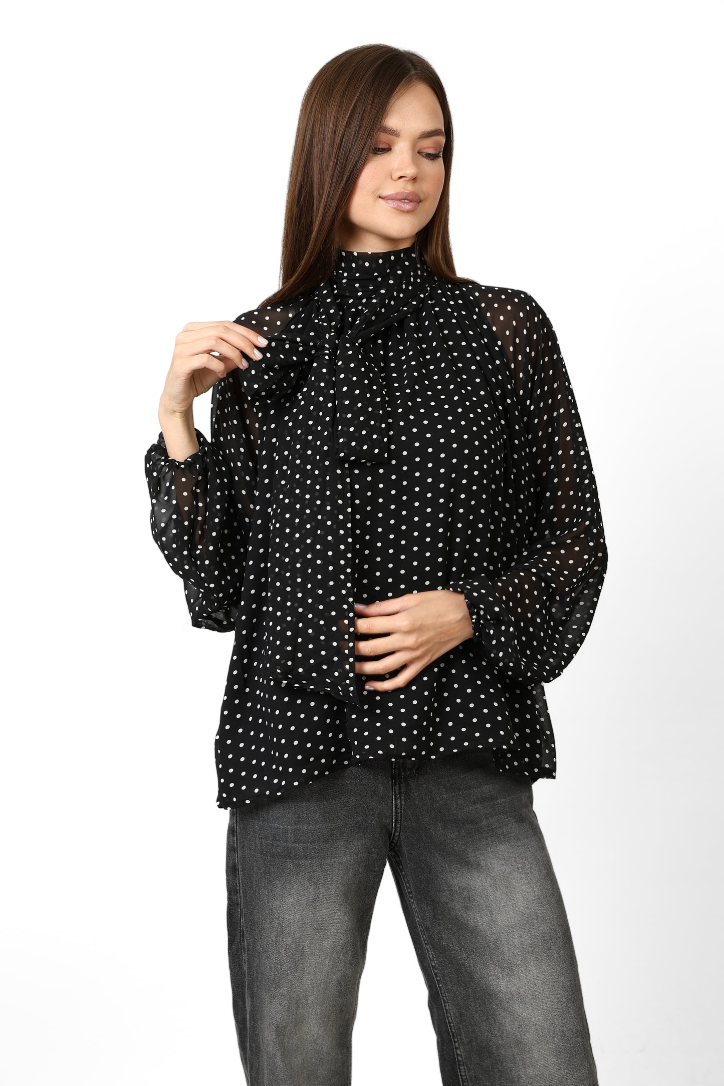 POLKA DOT BLOUSE WITH BOW