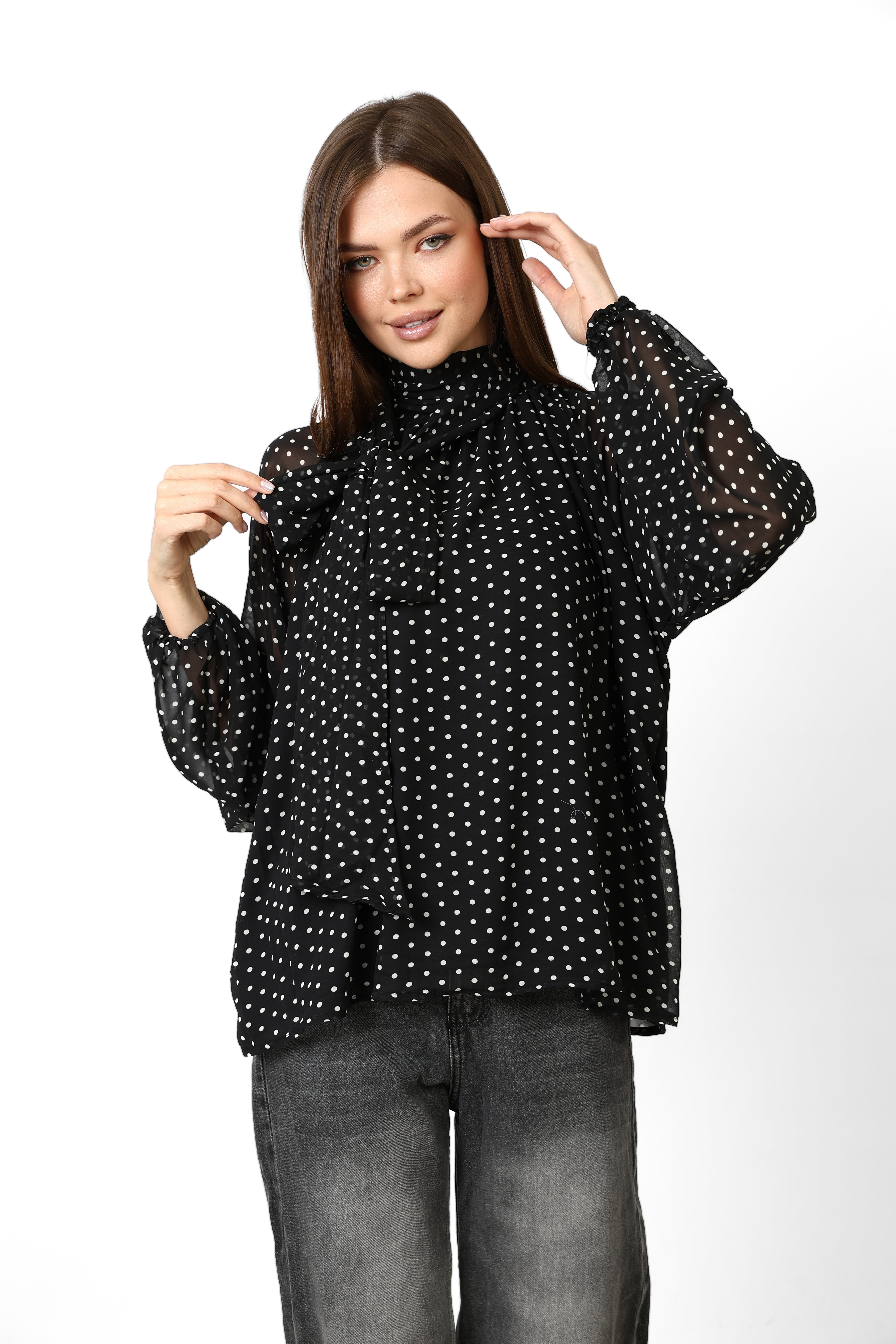 POLKA DOT BLOUSE WITH BOW