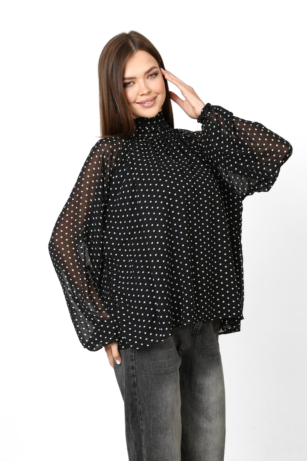 POLKA DOT BLOUSE WITH BOW