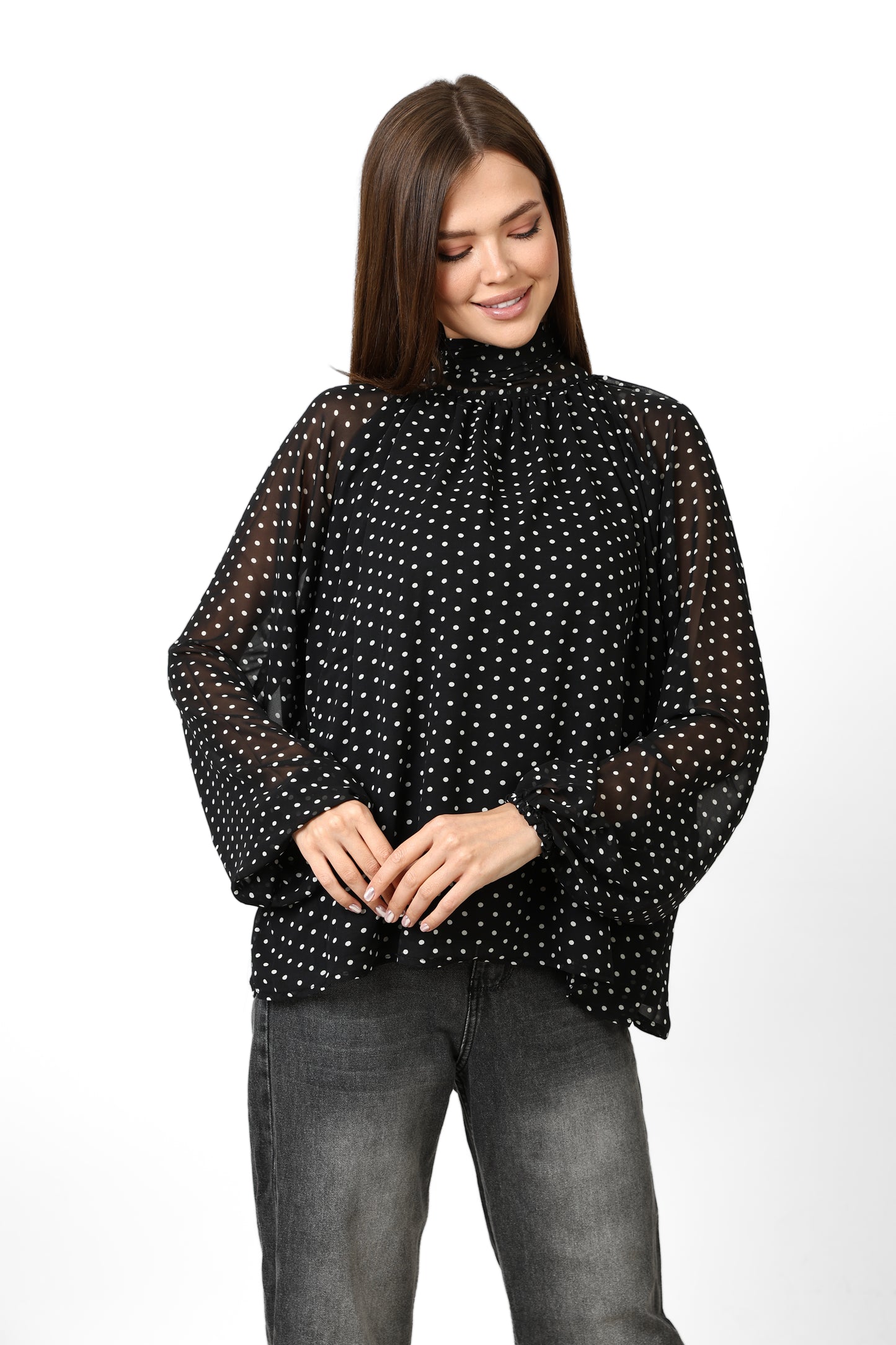 POLKA DOT BLOUSE WITH BOW