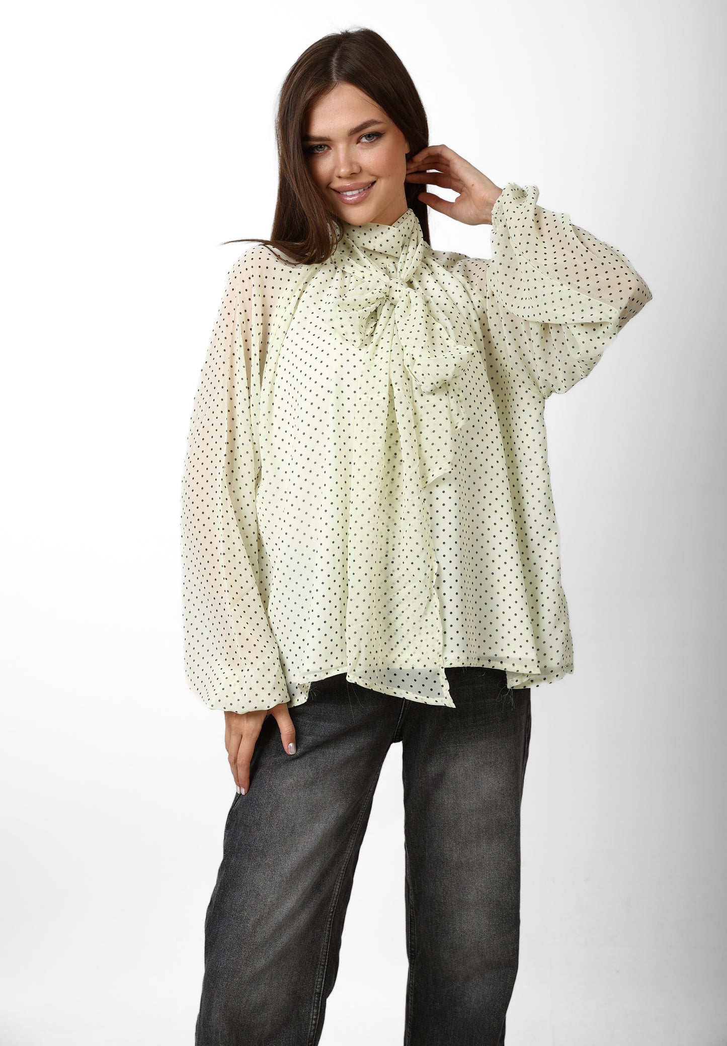 POLKA DOT BLOUSE WITH BOW