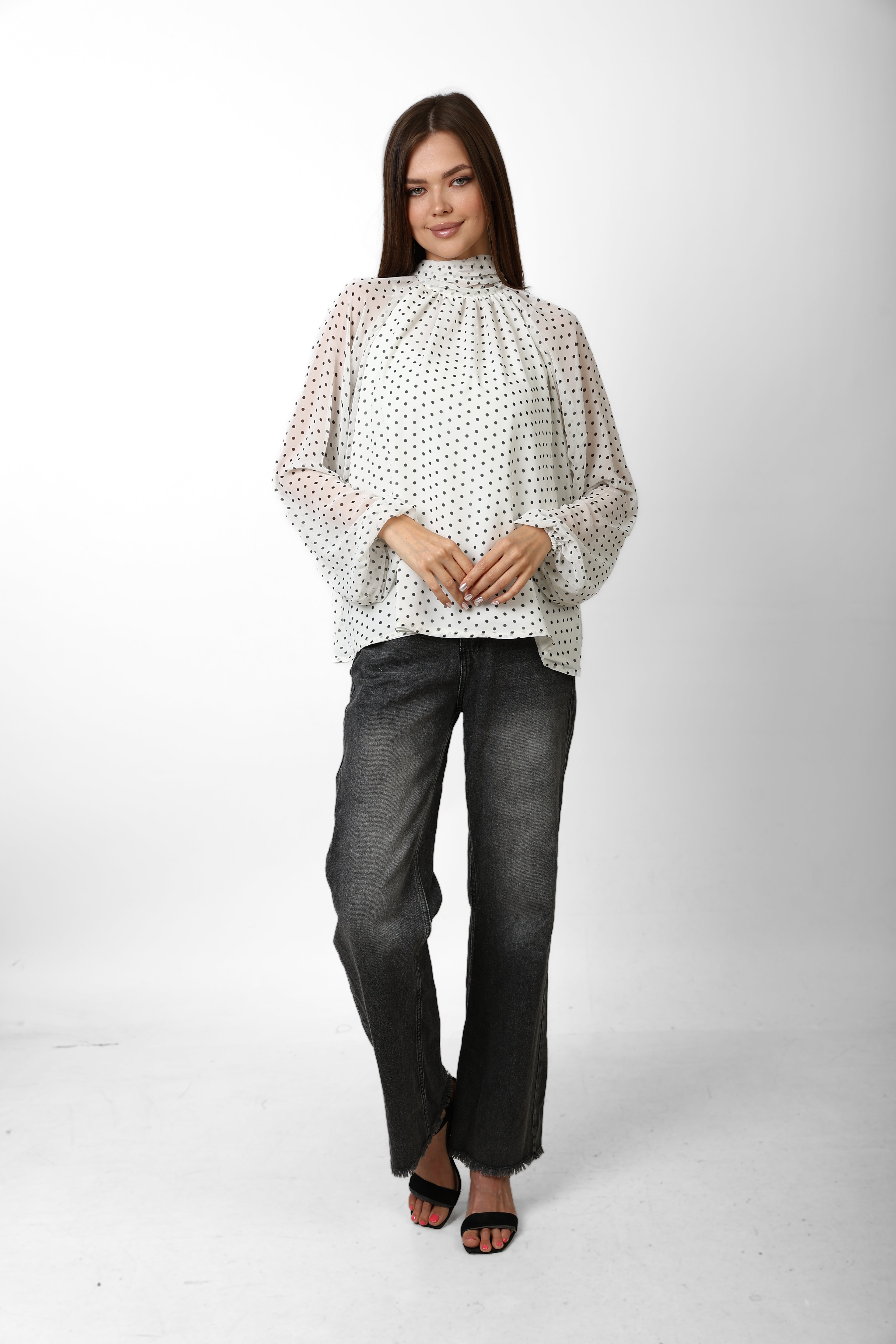 POLKA DOT BLOUSE WITH BOW