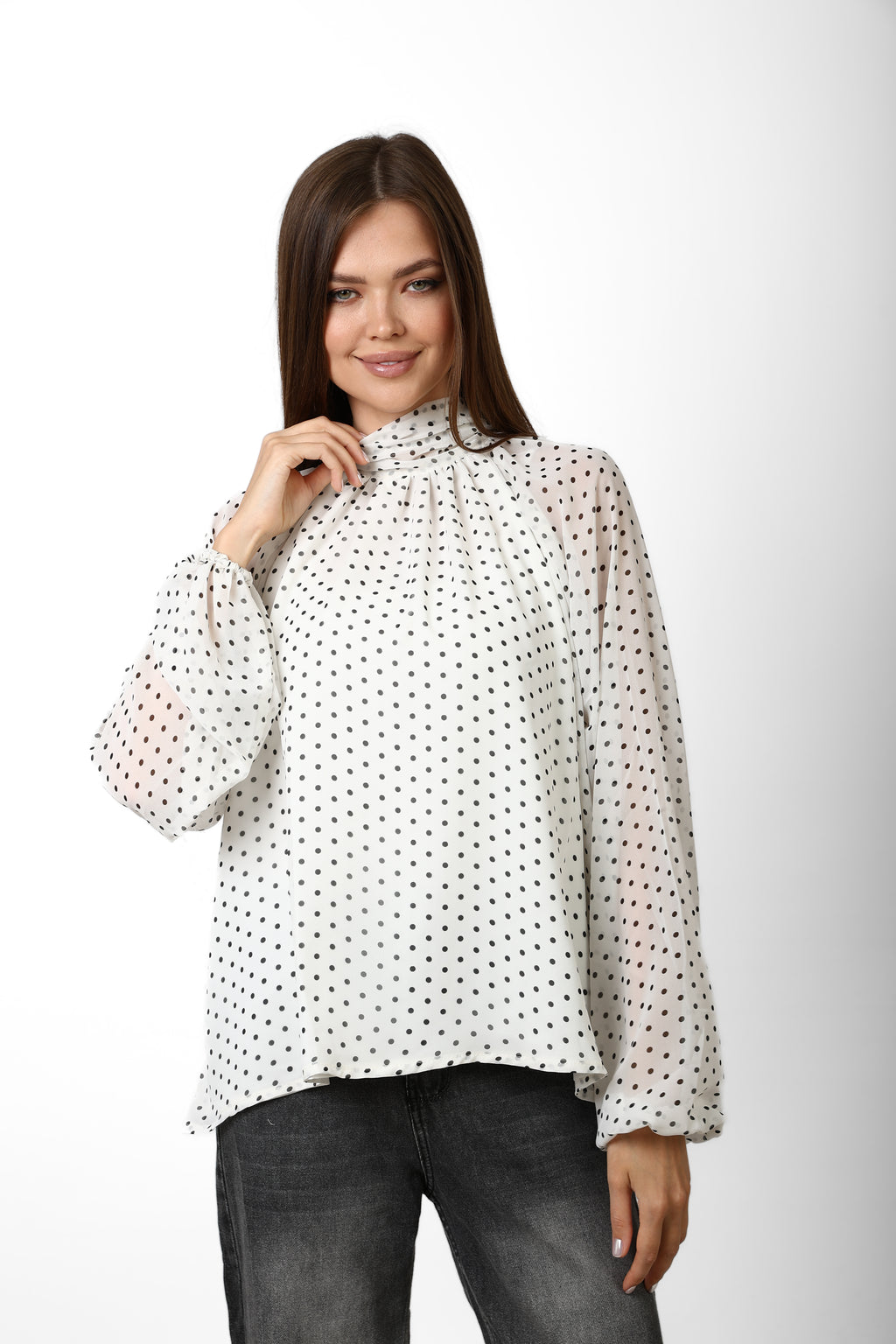 POLKA DOT BLOUSE WITH BOW