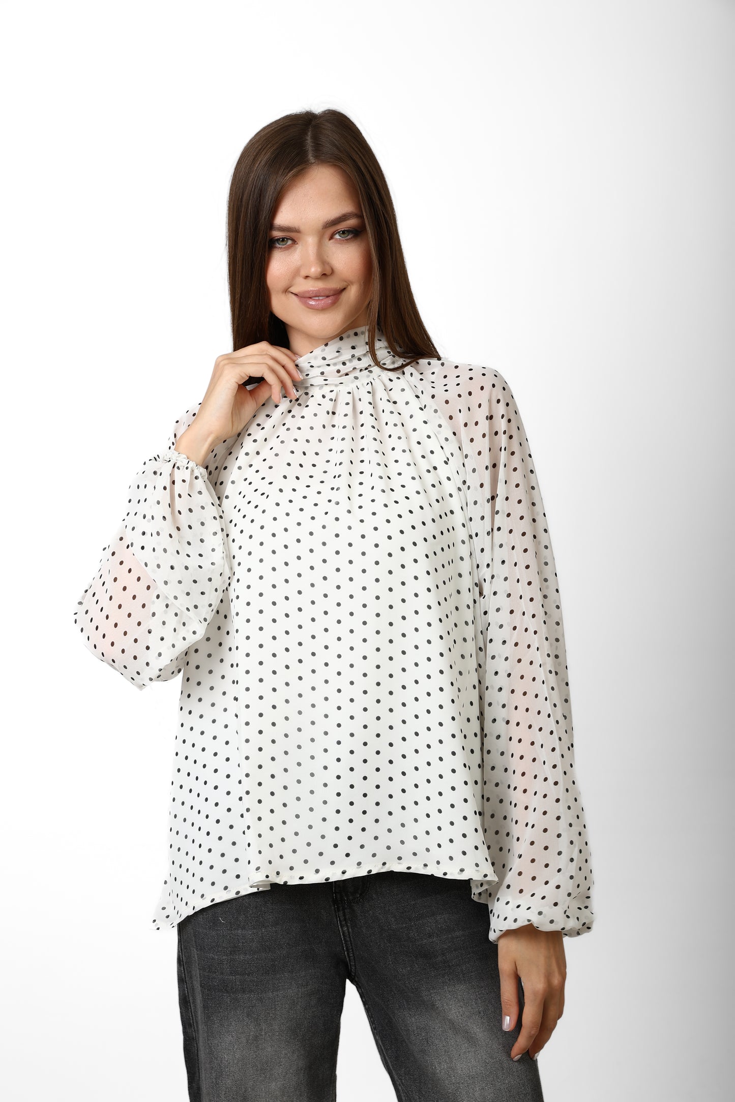 POLKA DOT BLOUSE WITH BOW