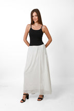 MIDI POLKA DOTS SKIRT - WHITE