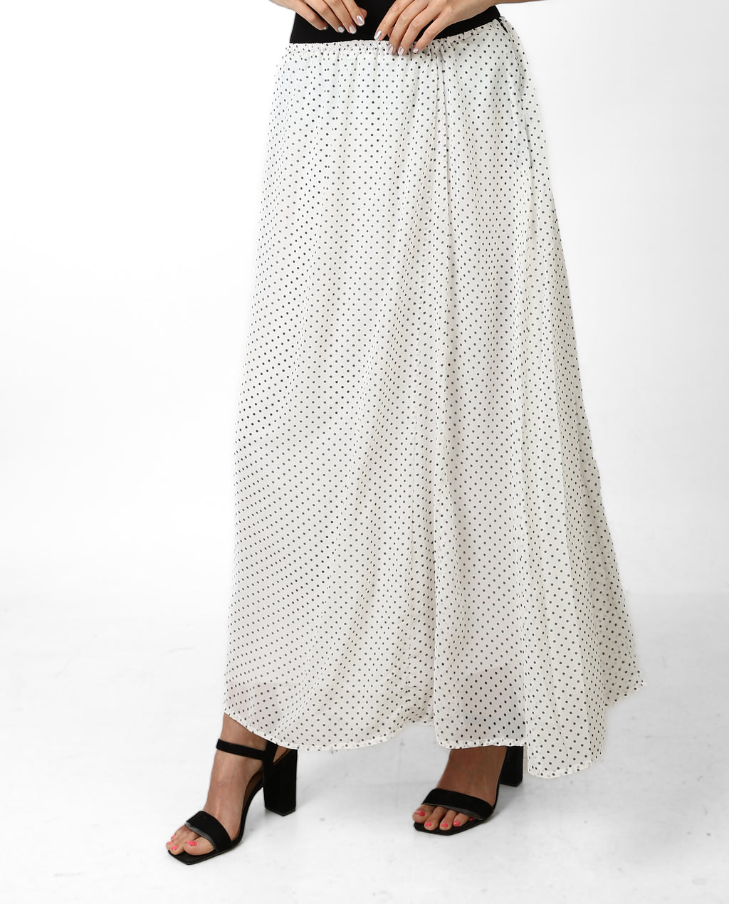MIDI POLKA DOTS SKIRT - WHITE