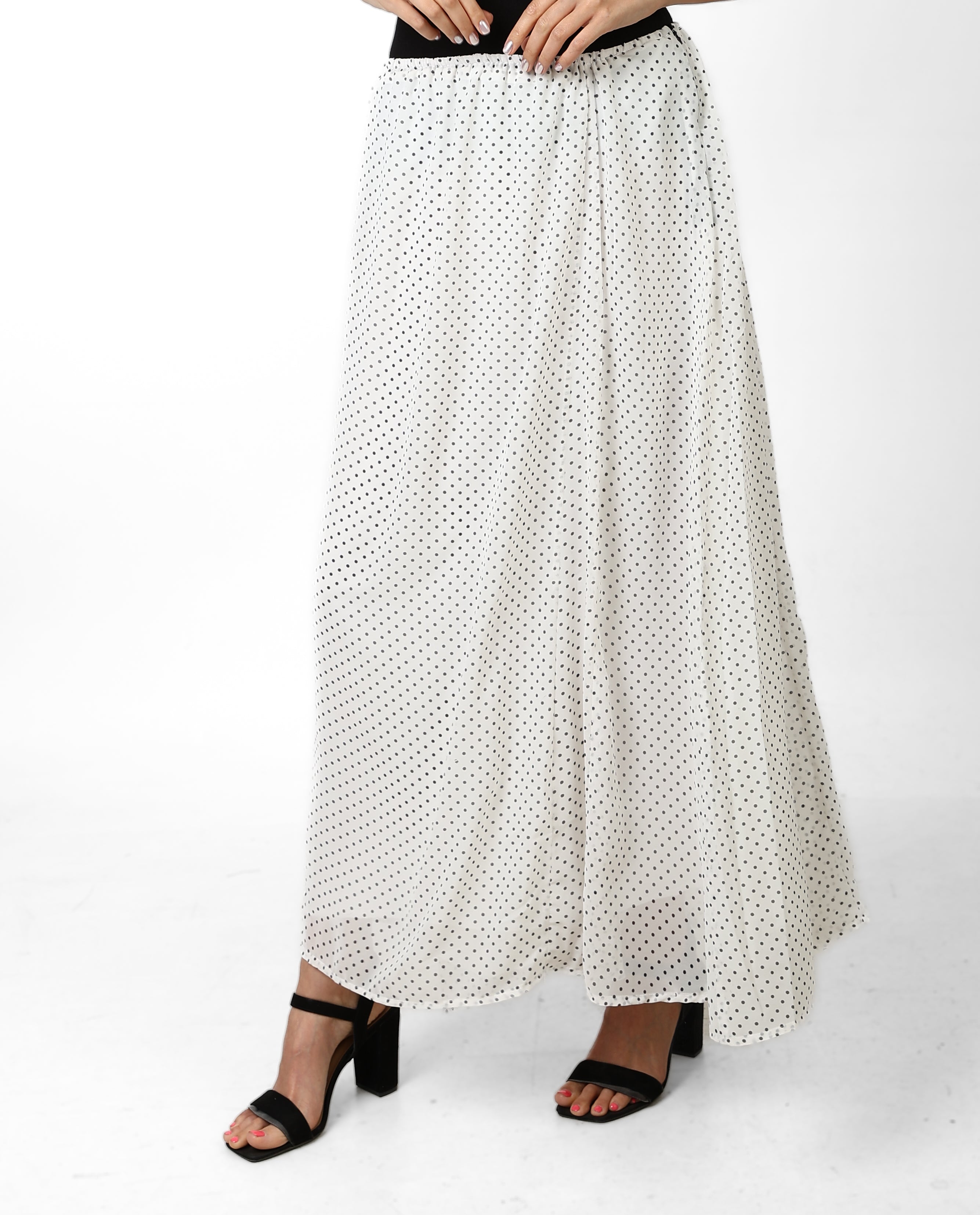 MIDI POLKA DOTS SKIRT - WHITE