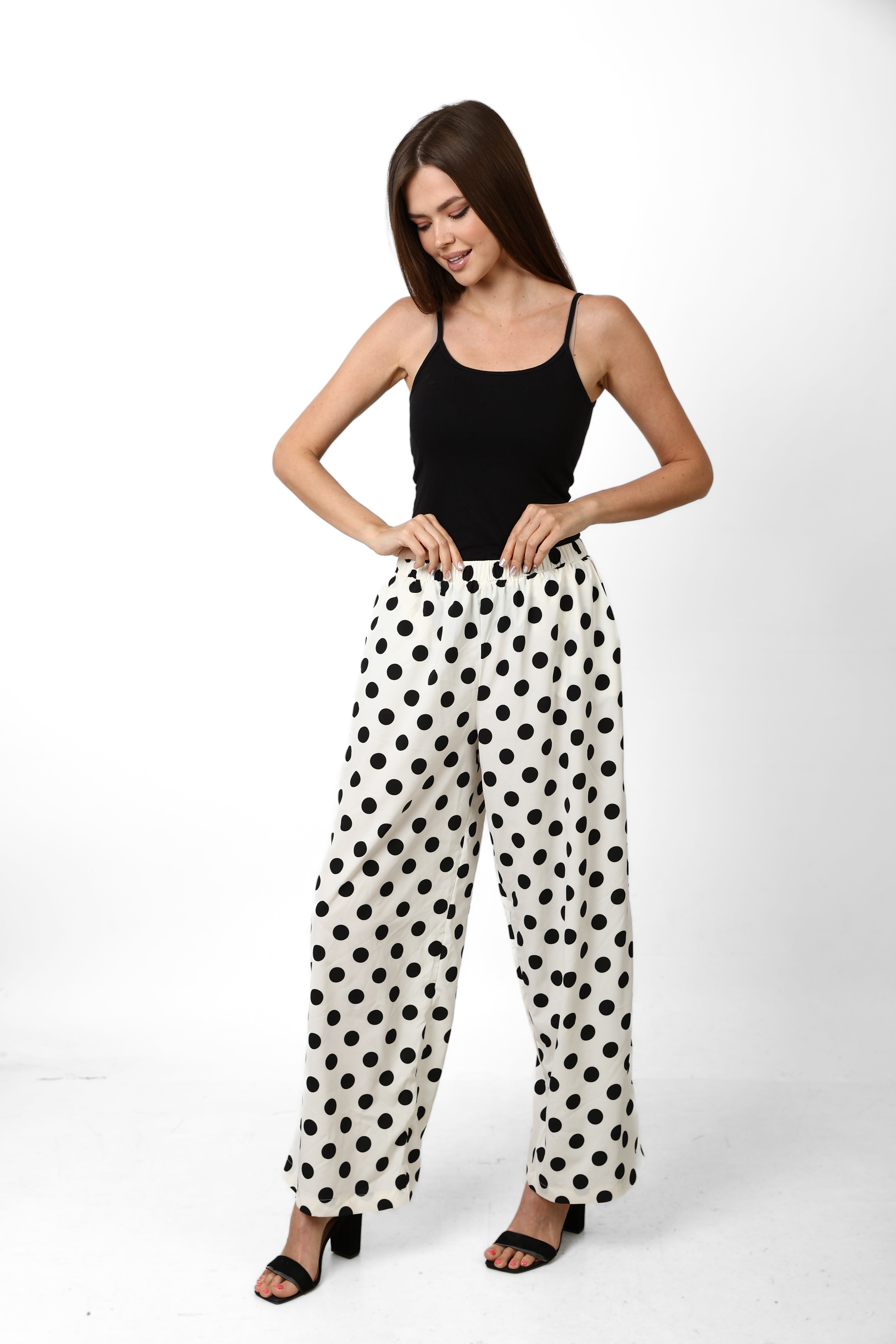 Riviera Polka Flow Pants - White