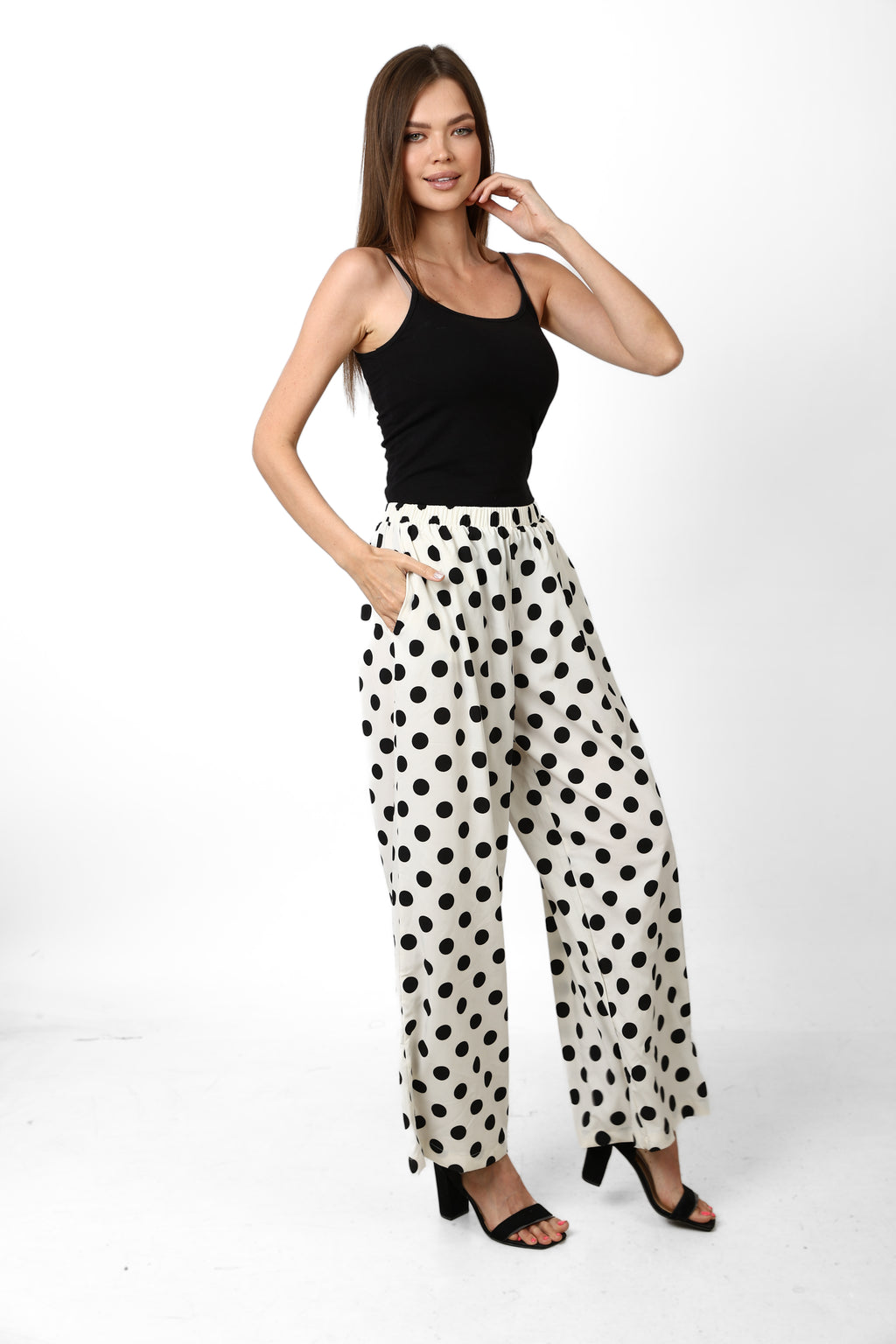Polka Wide-Leg Pants