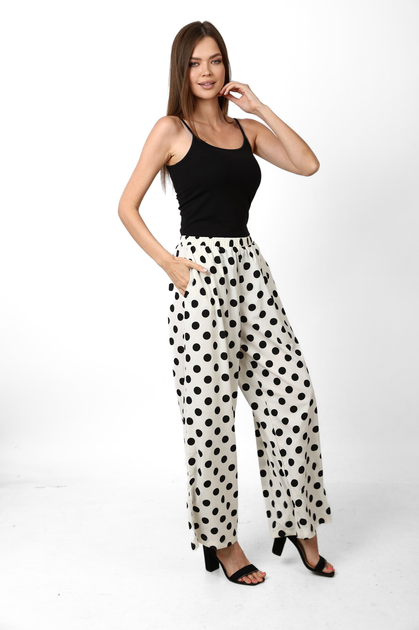 Polka Wide-Leg Pants