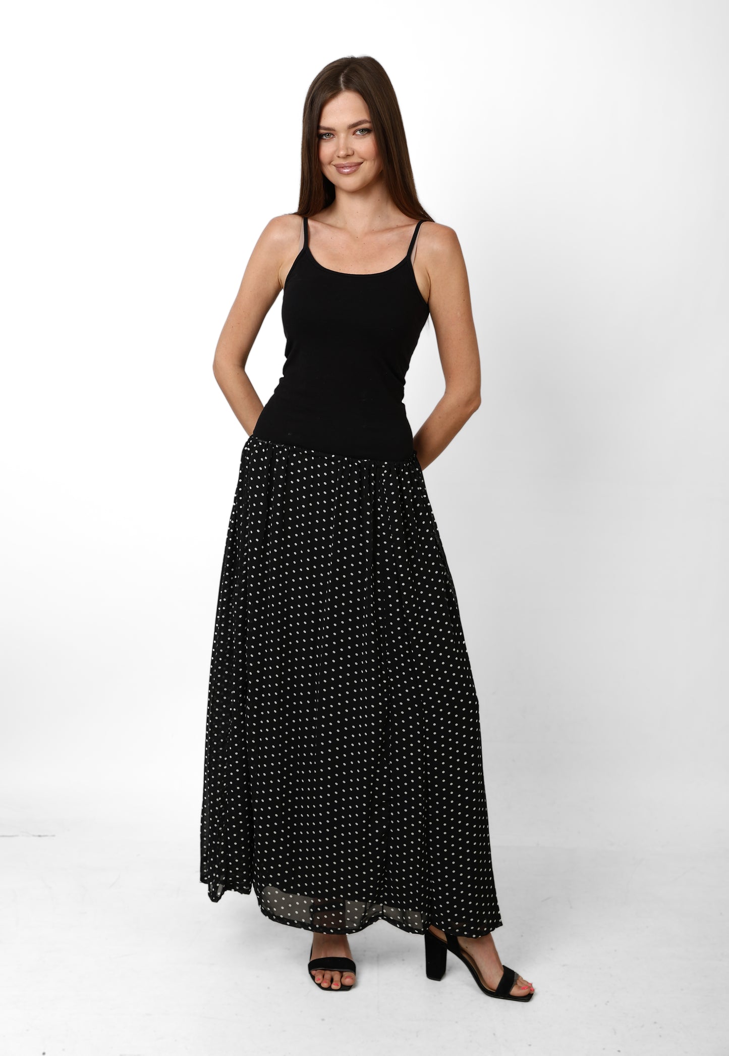 MIDI POLKA DOTS SKIRT