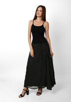 Grace Polka Maxi Skirt - Black