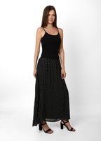 Grace Polka Maxi Skirt - Black