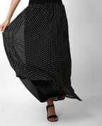 Grace Polka Maxi Skirt - Black