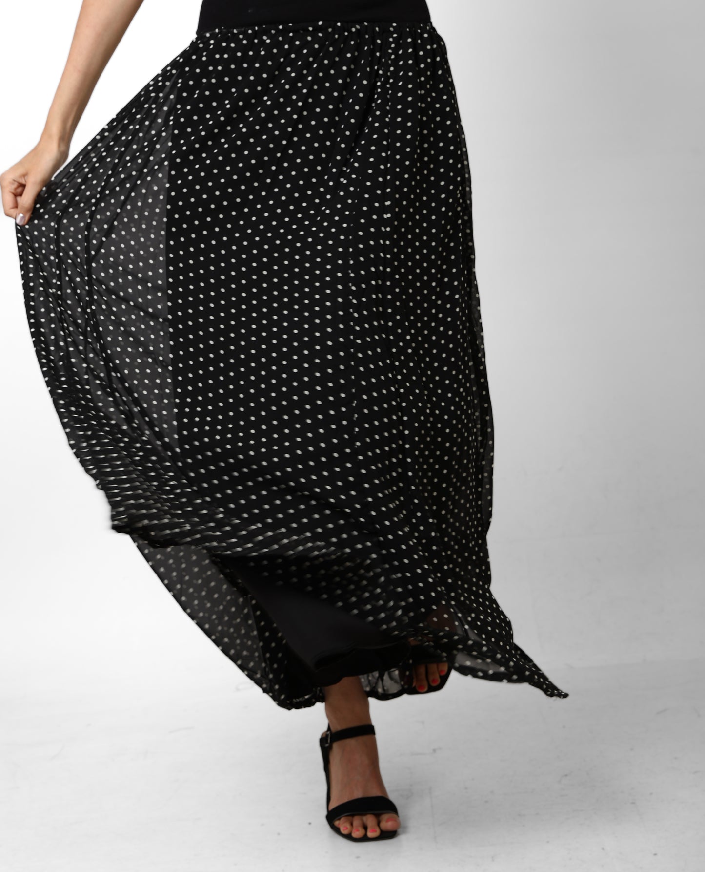 MIDI POLKA DOTS SKIRT