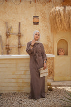 Linen Maxi Amalfi Dress with matching Capri Shirt - Café Mocha