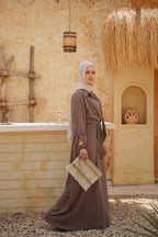 Linen Maxi Amalfi Dress with matching Capri Shirt - Café Mocha