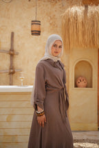 Linen Maxi Amalfi Dress with matching Capri Shirt - Café Mocha