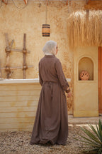 Linen Maxi Amalfi Dress with matching Capri Shirt - Café Mocha