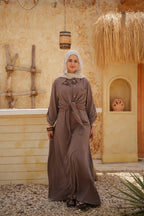 Linen Maxi Amalfi Dress with matching Capri Shirt - Café Mocha