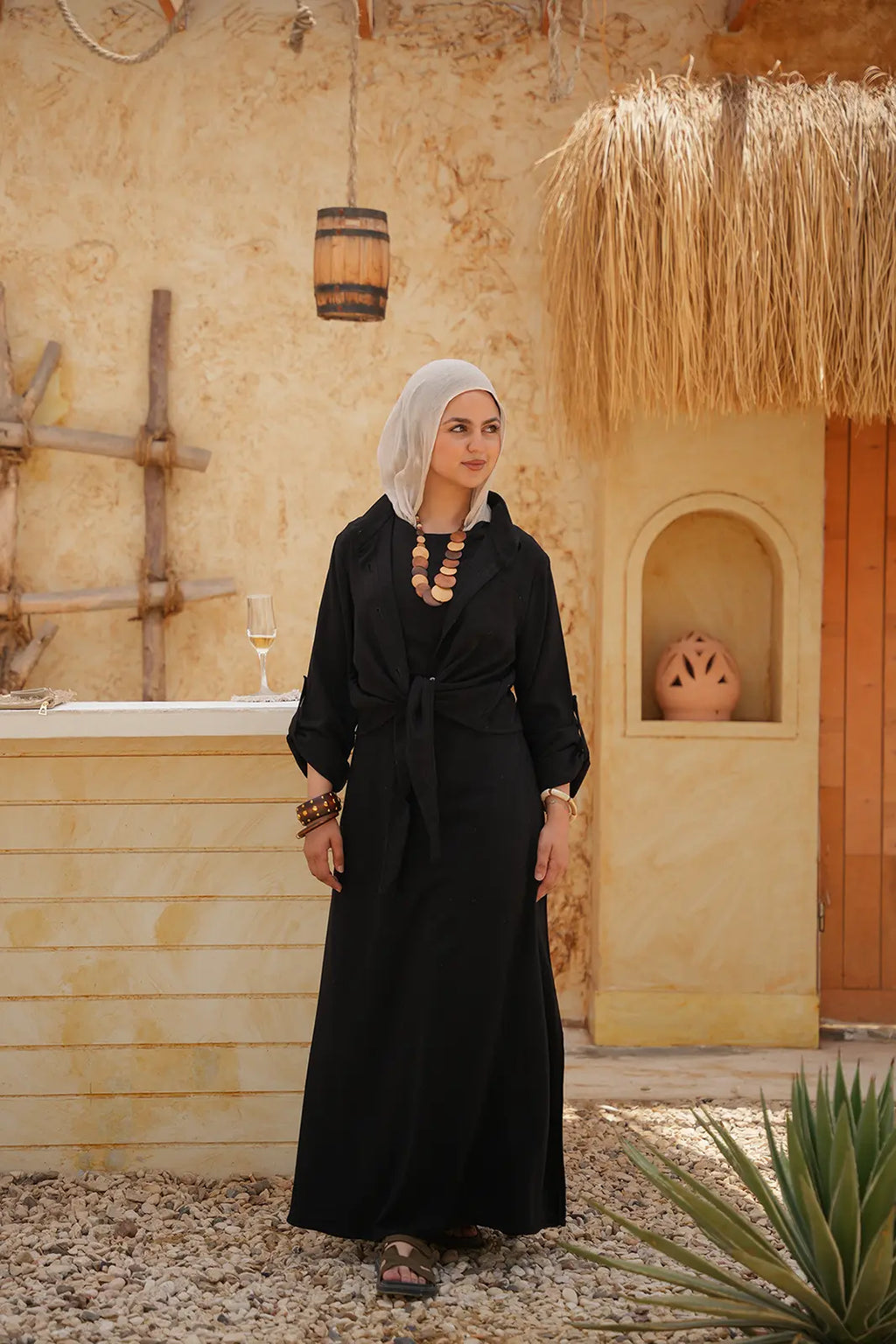 Linen Maxi Amalfi Dress with matching Capri Shirt - Black