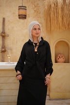 Linen Maxi Amalfi Dress with matching Capri Shirt - Black