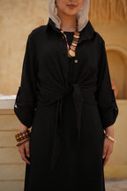 Linen Maxi Amalfi Dress with matching Capri Shirt - Black