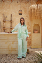 Luminea™ Lyocell Shirt & Wide-Leg Trouser Set - Soft Light Green