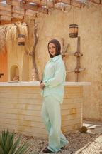 Luminea™ Lyocell Shirt & Wide-Leg Trouser Set - Soft Light Green