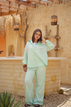 Luminea™ Lyocell Shirt & Wide-Leg Trouser Set - Soft Light Green