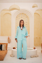 Luminea™ Lyocell Shirt & Wide-Leg Trouser Set - Soft Blue