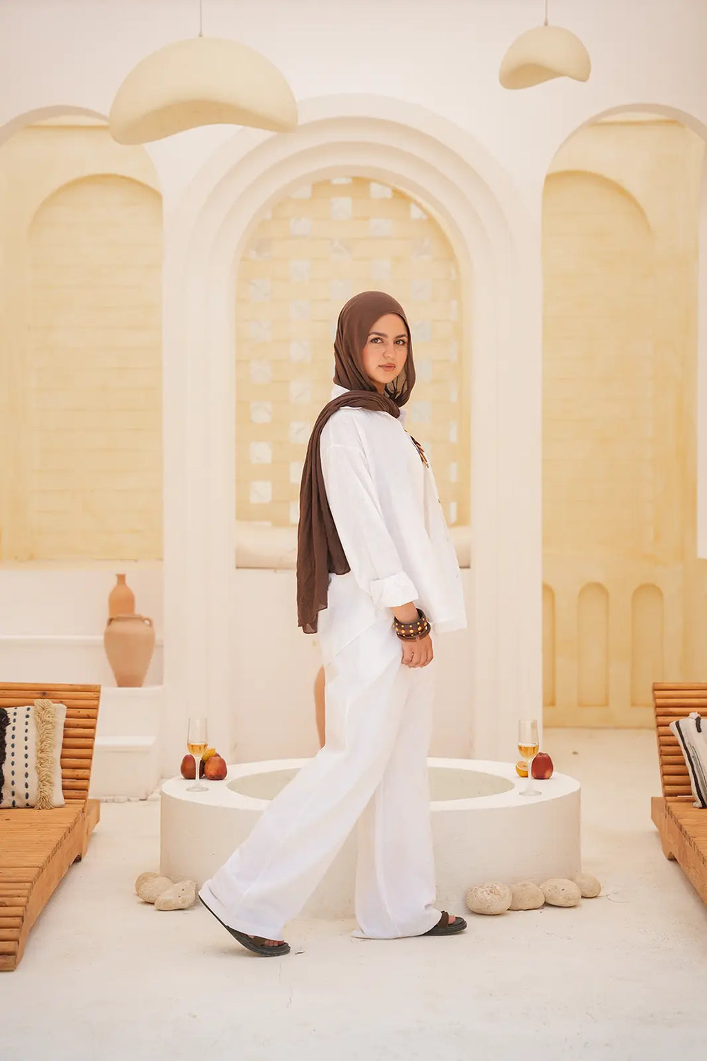 Luminea™ Lyocell Shirt & Wide-Leg Trouser Set - White