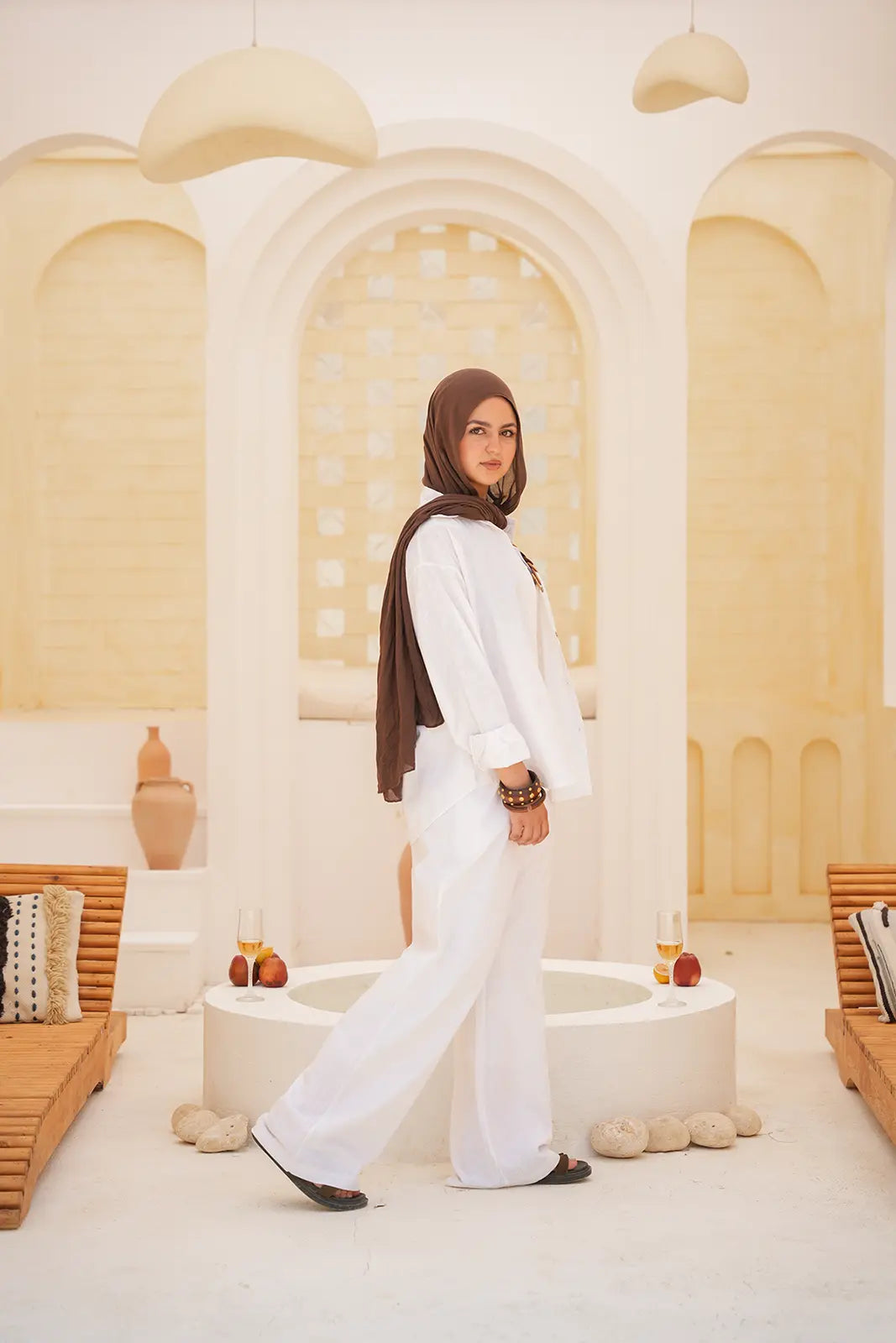 Luminea™ Lyocell Shirt & Wide-Leg Trouser Set - White
