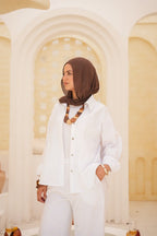 Luminea™ Lyocell Shirt & Wide-Leg Trouser Set - White