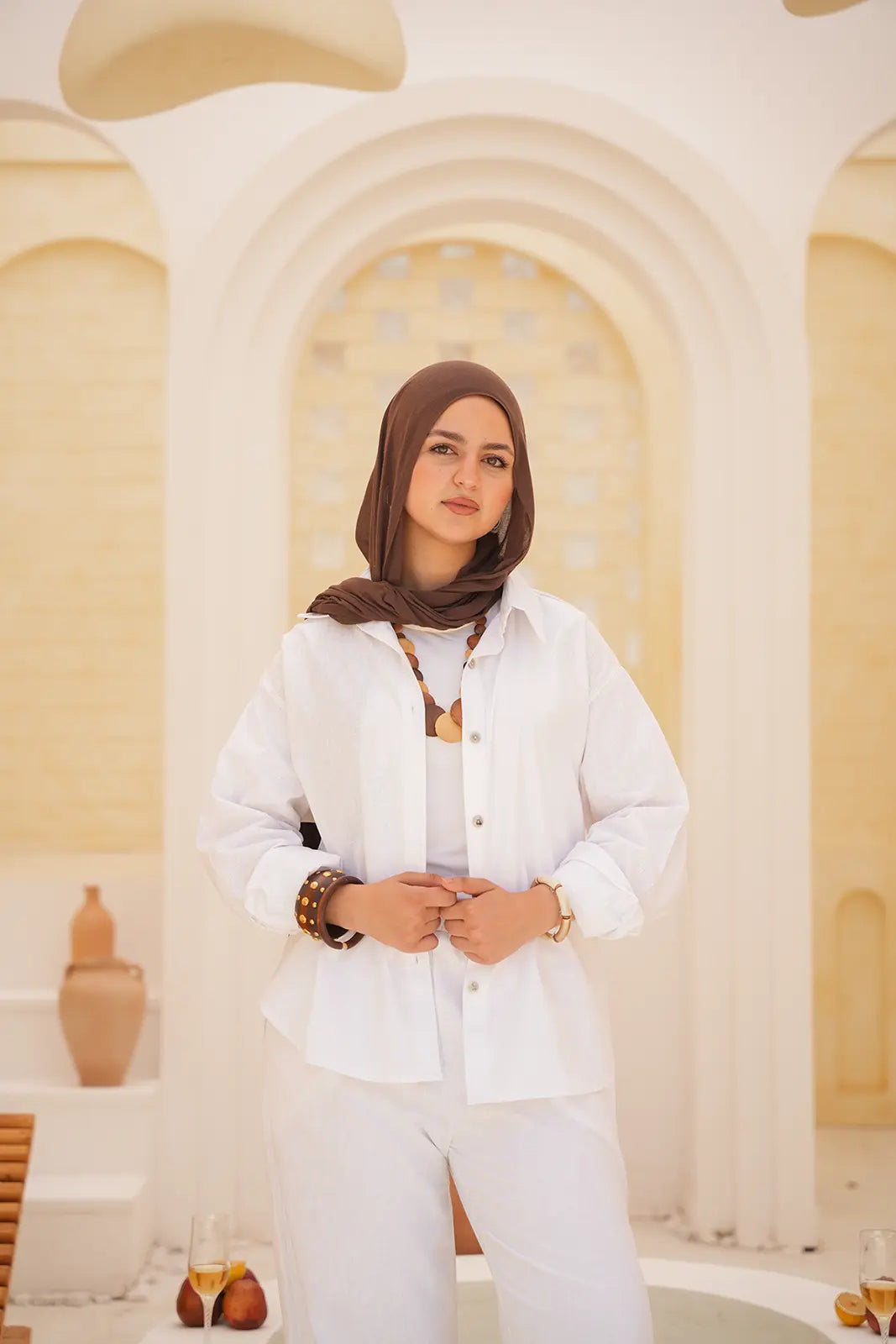 Luminea™ Lyocell Shirt & Wide-Leg Trouser Set - White