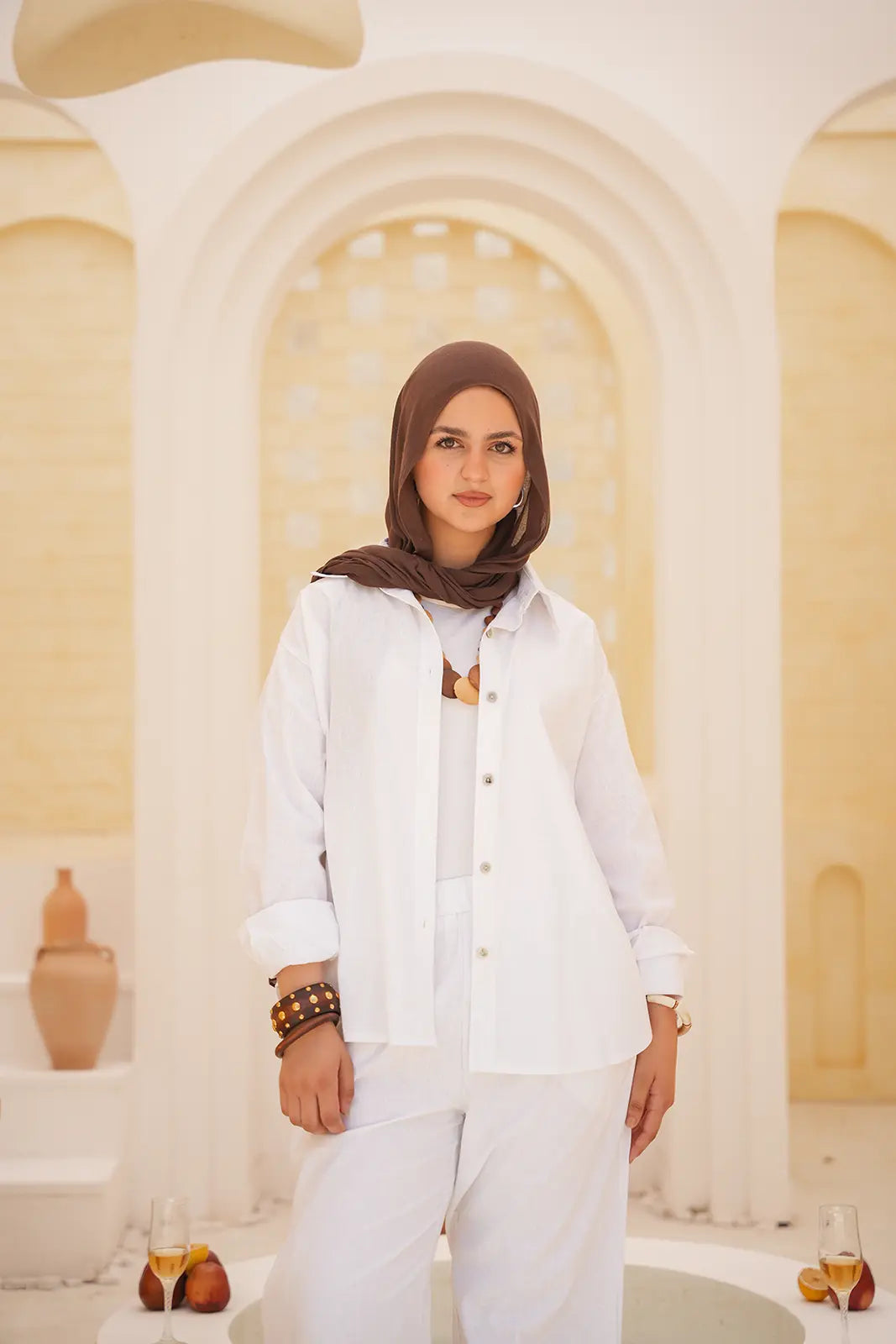 Luminea™ Lyocell Shirt & Wide-Leg Trouser Set - White