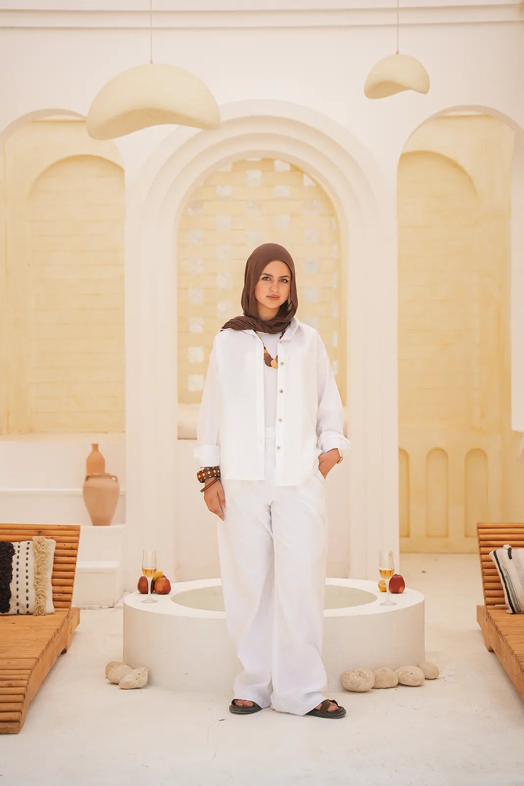 Luminea™ Lyocell Shirt & Wide-Leg Trouser Set - White