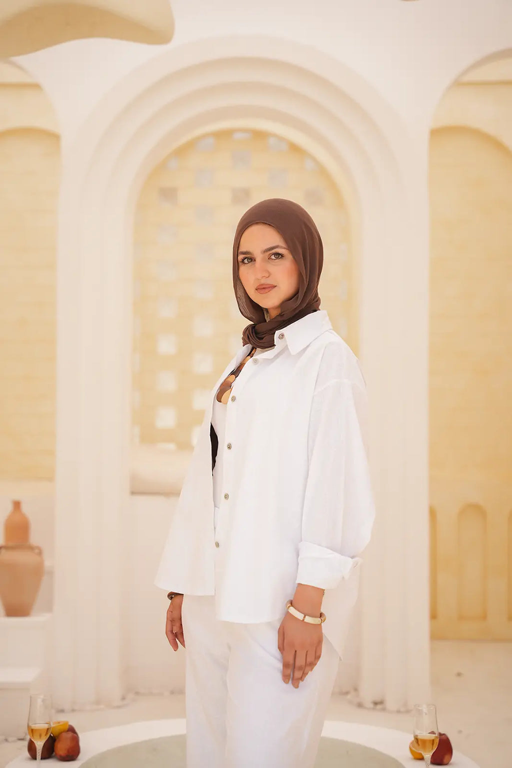 Luminea™ Lyocell Shirt & Wide-Leg Trouser Set - White