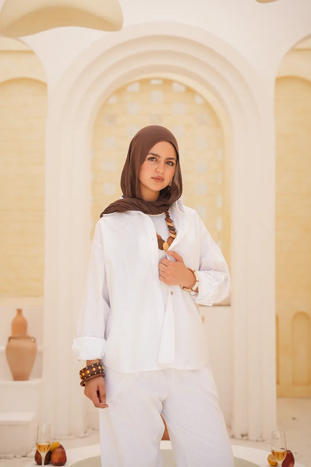 Luminea™ Lyocell Shirt & Wide-Leg Trouser Set - White