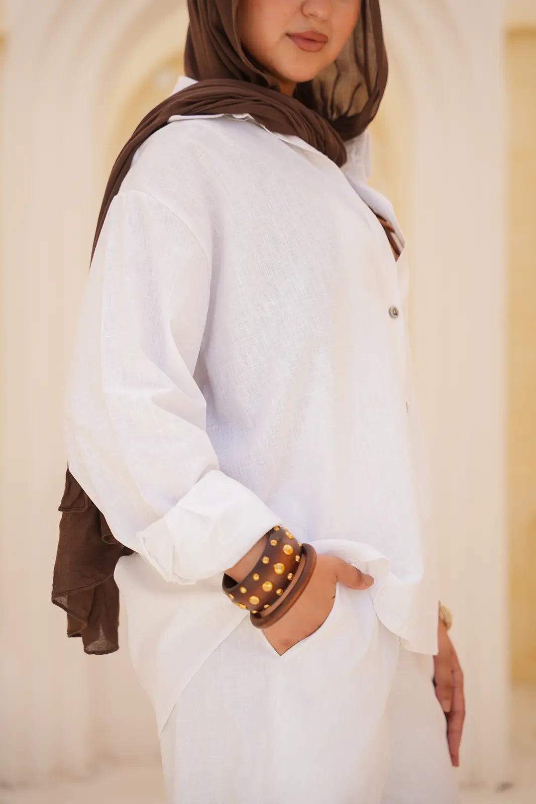 Luminea™ Lyocell Shirt & Wide-Leg Trouser Set - White