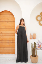 Luminea Parisian Polka Dot Maxi Dress - BLACK