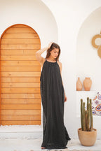 Luminea Parisian Polka Dot Maxi Dress - BLACK