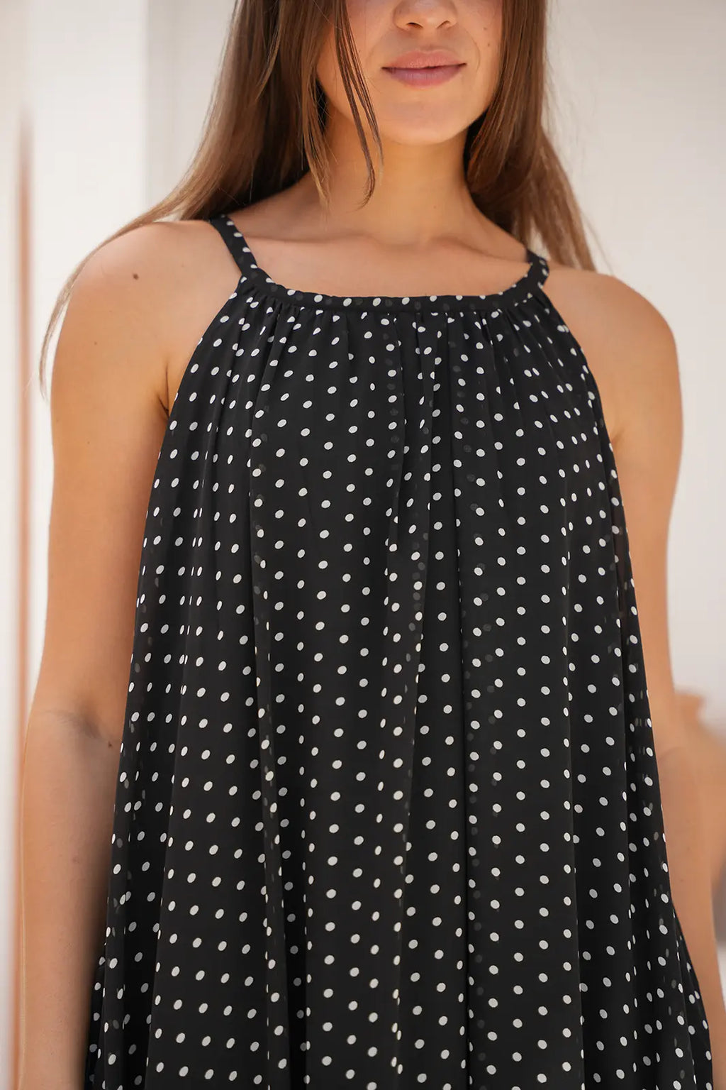 Luminea Parisian Polka Dot Maxi Dress - BLACK