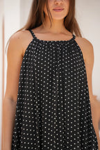 Luminea Parisian Polka Dot Maxi Dress - BLACK