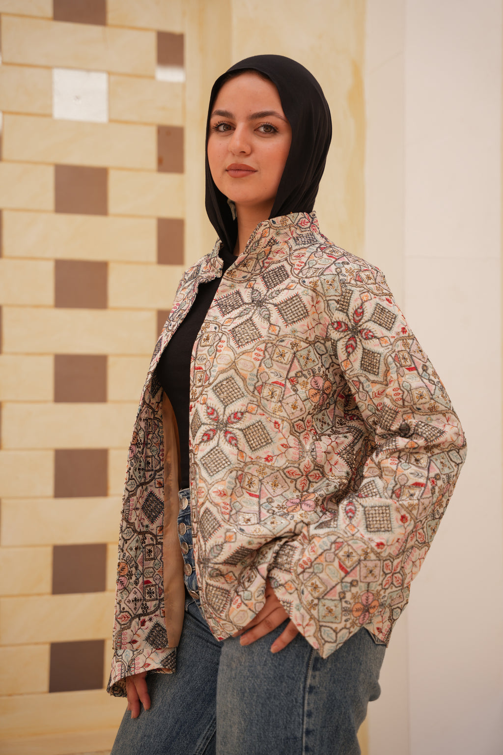 Indian Heritage Mosaic Embroidered Jacket