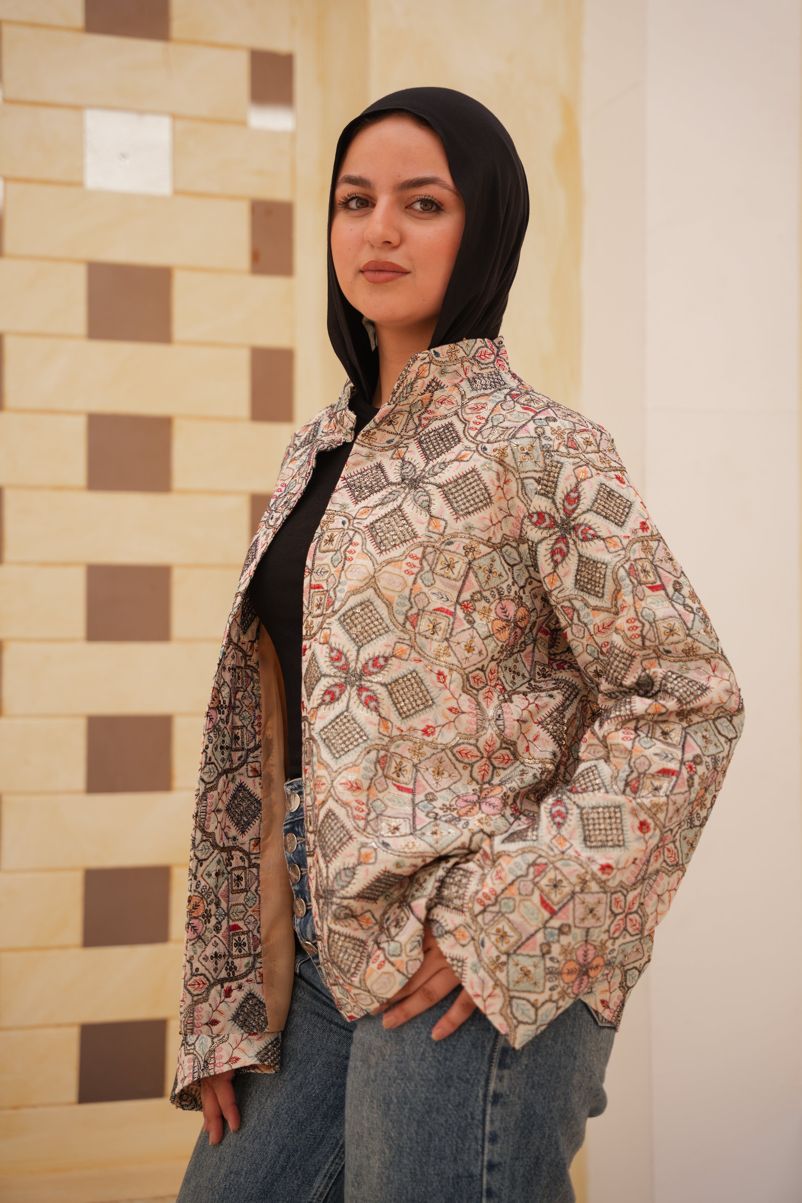 Indian Heritage Mosaic Embroidered Jacket