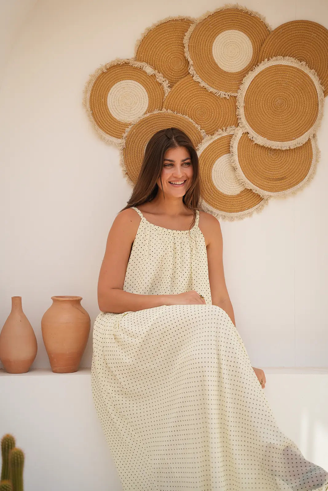 Luminea Parisian Polka Dot Maxi Dress - Butter Yellow