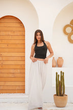 Grace Polka Maxi Skirt - WHITE